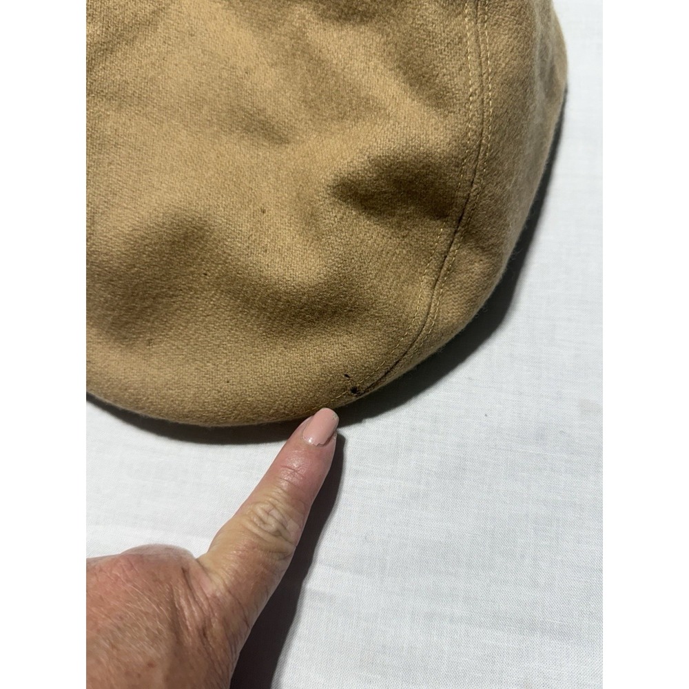 Vintage Burberrys of London Flat Cap Hat Large Tan Wool Nova Check Lining Flaws - Picture 3 of 8